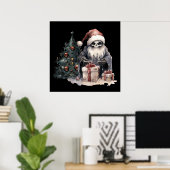 Schädel in Weihnachtsmannmütze mit gotischem Weihn Poster (Heimbüro)