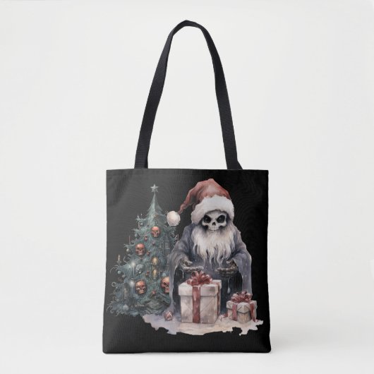 Schädel in Weihnachtsmannmütze mit gotischem Weihn Tasche (Vorderseite)