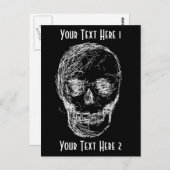 Schädel, in Weiß. Postkarte (Vorne/Hinten)