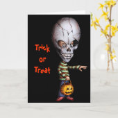 Schädel-Kind - Halloween Karte (Gelbe Blume)