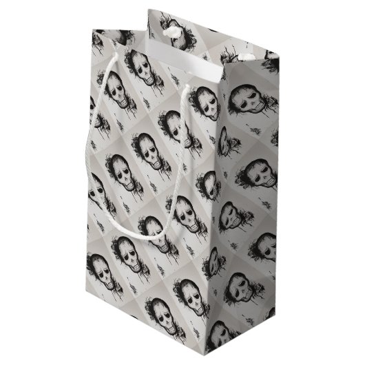 Schädel Kleine Geschenktüte (Rückseite Schrägansicht)