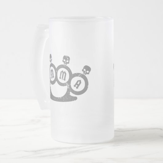 Schädel-Knöchel Mattglas Bierglas (Vorderseite Links)
