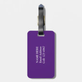 Schädel, Knochen auf königlichem lila Gepäckanhänger (Rückseite vertikal)