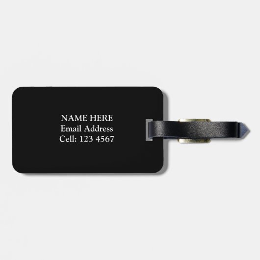 Schädel, Knochen auf schwarz Gepäckanhänger (Rückseite horizontal)