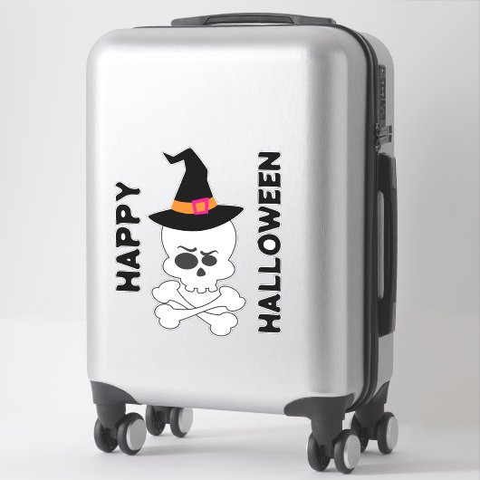 Schädel, Knochen und Hexenhut Aufkleber (Koffer)