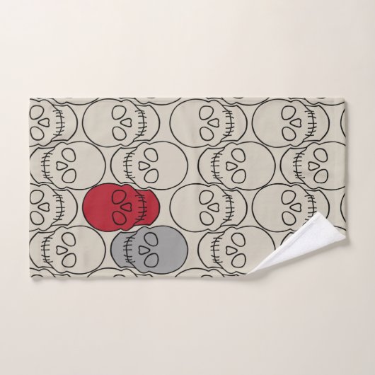 Schädel - Knochen weiß und schwarz Badhandtuch Set (Handtuch)