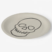 Schädel - Knochen weiß und schwarz Pappteller (Schrägansicht)