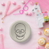 Schädel - Knochen weiß und schwarz Pappteller (Party)