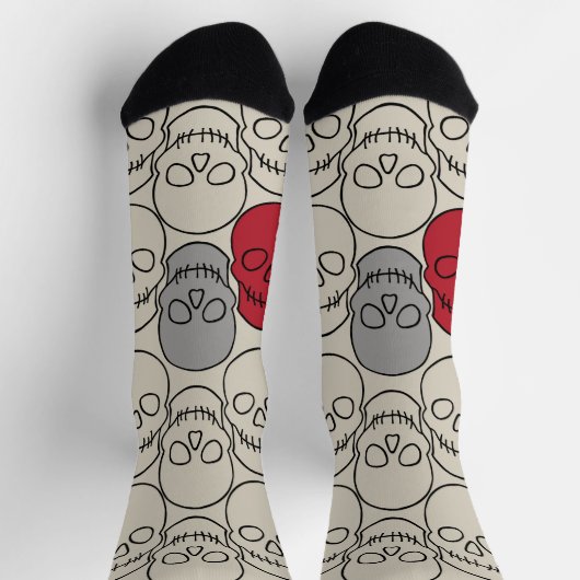 Schädel - Knochen weiß und schwarz Socken (Oben)