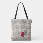 Schädel - Knochen weiß und schwarz Tasche (Rückseite)