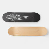 Schädel-Kreuz FlammensGoth Skateboard (Horizontal)