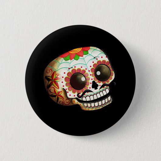 Schädel-Kunst Dia de Los Muertos Sugar Button (Vorderseite)