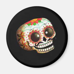 Schädel-Kunst Dia de Los Muertos Sugar Magnet