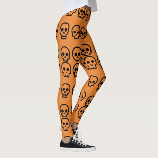 Schädel-Kürbis-Orangen-Muster Halloweens kleines Leggings (Rechts)