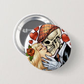 Schädel-Kuss mit Herzen und Rosen durch Al Rio Button (Vorne & Hinten)