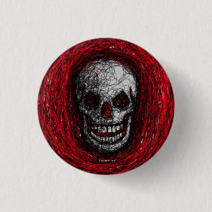 Schädel-Lächeln-Knopf-roter Kratzer Button