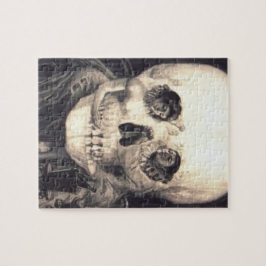 Schädel-Liebe-Retro optische Illusion Puzzle (Horizontal)