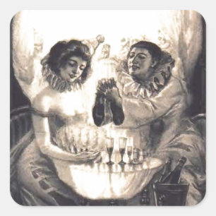 Schädel-Liebe-Retro optische Illusion Quadratischer Aufkleber