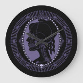 Schädel-Miniatur-Silhouette Große Wanduhr (Vorderseite)