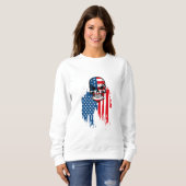 Schädel mit amerikanischer Flagge Sweatshirt (Vorne ganz)