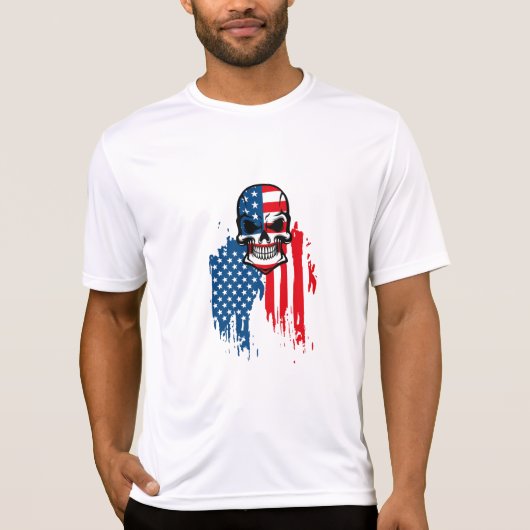 Schädel mit amerikanischer Flagge T-Shirt (Vorderseite)