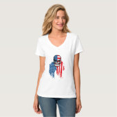 Schädel mit amerikanischer Flagge T-Shirt (Vorderseite Vollansicht)