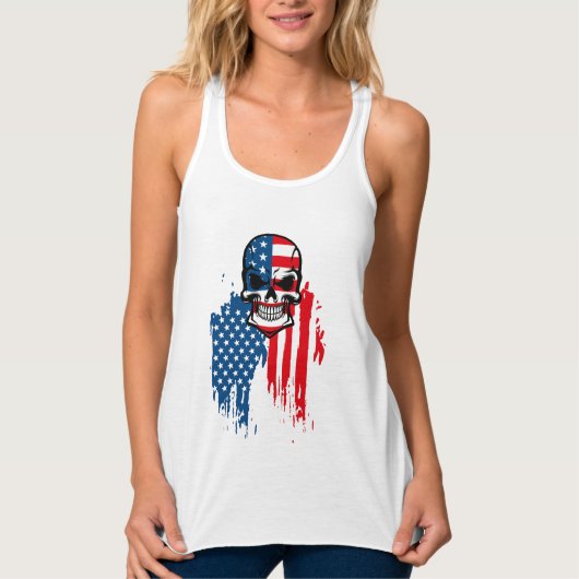 Schädel mit amerikanischer Flagge Tank Top (Vorderseite)