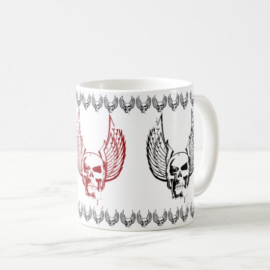 Schädel mit ätherischen Flügeln Kaffeetasse (VorderseiteRechts)