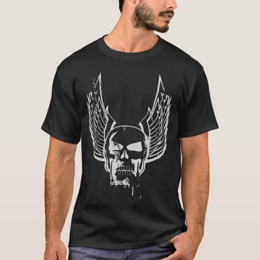 Schädel mit ätherischen Flügeln T-Shirt (Vorderseite)