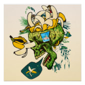 Schädel mit Banane und Affen gefüllt Poster (Vorderseite)