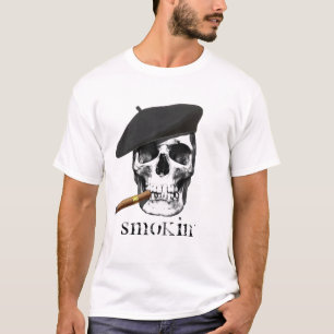 Schädel mit Barett und Zigarre rauchendes Shirt