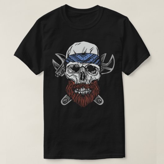 Schädel mit Bart 6 T-Shirt (Design vorne)