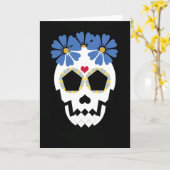 Schädel mit blauen Blumen Karte (Gelbe Blume)