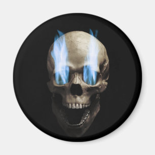 Schädel mit blauen Flammen Magnet