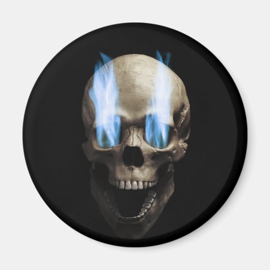 Schädel mit blauen Flammen Magnet (Vorne)