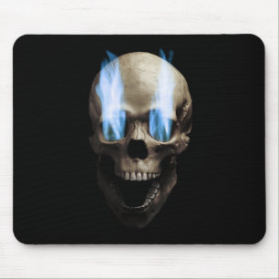 Schädel mit blauen Flammen Mousepad