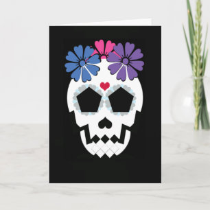Schädel mit Blume Karte