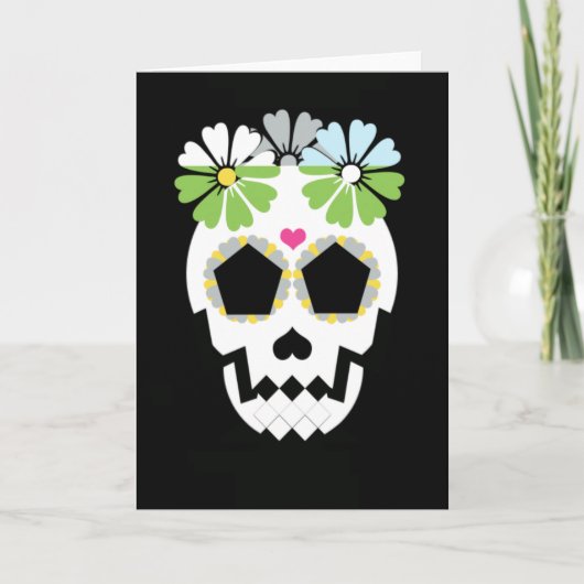 Schädel mit Blume Karte (Vorderseite)