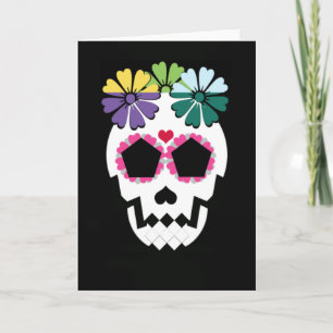 Schädel mit Blume Karte