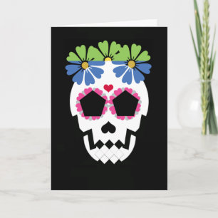 Schädel mit Blume Karte