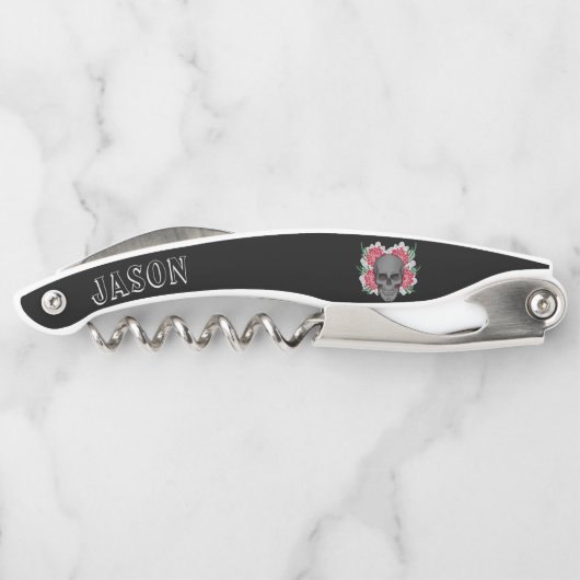 Schädel mit Blume Kellnermesser (Rückseite)