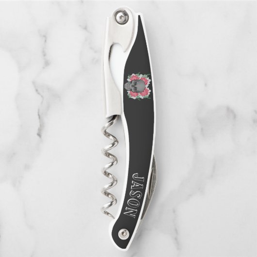 Schädel mit Blume Kellnermesser (Vorderseite)