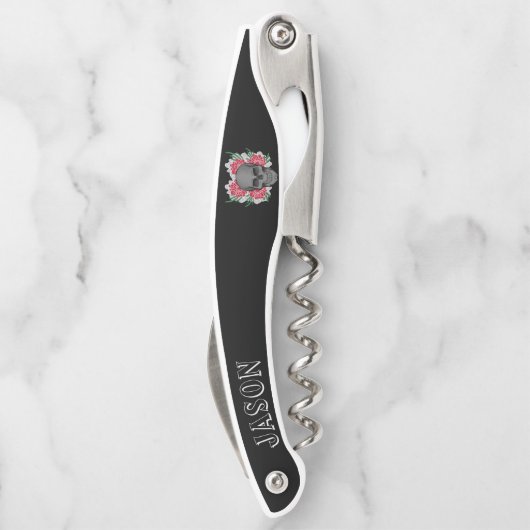 Schädel mit Blume Kellnermesser (Rückseite)