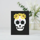 Schädel mit Blume Postkarte (Stehend Vorderseite)