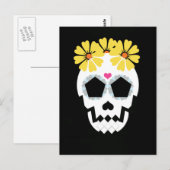Schädel mit Blume Postkarte (Vorne/Hinten)