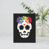 Schädel mit Blume Postkarte (Stehend Vorderseite)