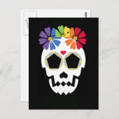 Schädel mit Blume Postkarte (Vorne/Hinten)