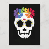 Schädel mit Blume Postkarte (Vorderseite)