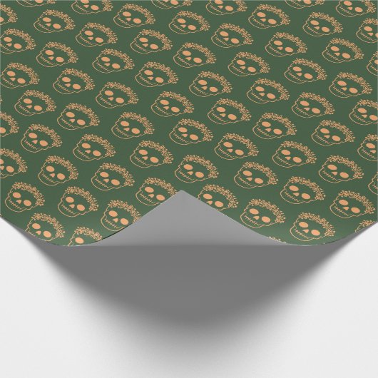 Schädel mit Blume Wreath Geschenkpapier (Ecke)