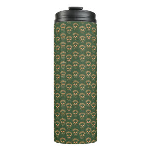 Schädel mit Blume Wreath Thermosbecher
